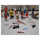 The image features two vintage toys: the Playmobil System Indian Deluxe Set #1102 and a toy called "the MAGIC designer