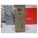 This is a collection of various vintage collectible boxes and packaging, likely for items such as soap, cigarettes, or candy.