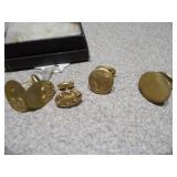 Glass Bowl full of Vintage Jewelry and Bakelite cameo pin