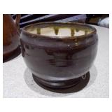This is a collection of vintage brown drip glaze pottery,