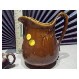 This is a collection of vintage brown drip glaze pottery,