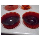 The items in the image are vintage Anchor Hocking Royal Ruby red glass bowls