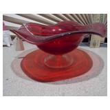 The items in the image are vintage Anchor Hocking Royal Ruby red glass bowls