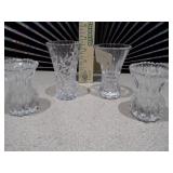 This is a collection of assorted vintage or antique cut and pressed crystal or glass decorative items,