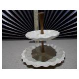 This is a vintage two-tiered server, possibly from Maddux of California