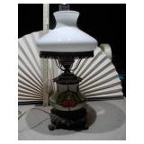 This is a vintage GWTW (Gone With The Wind) hurricane parlor lamp, likely from the mid-20th century.