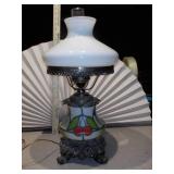 This is a vintage GWTW (Gone With The Wind) hurricane parlor lamp, likely from the mid-20th century.