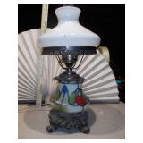 This is a vintage GWTW (Gone With The Wind) hurricane parlor lamp, likely from the mid-20th century.