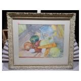 This is an oil on canvas painting of a "Still Life With Veggies Scene"