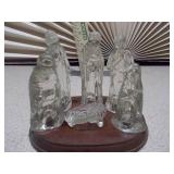 This is a vintage clear glass nativity set