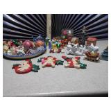 The image displays a collection of assorted vintage Christmas decorations and ornaments