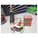 The image displays a collection of assorted vintage Christmas decorations and ornaments