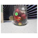 The image displays a collection of assorted vintage Christmas decorations and ornaments