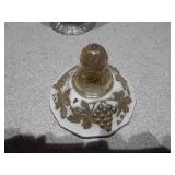 This is a vintage Jeannette Glass Company covered compote or candy dish