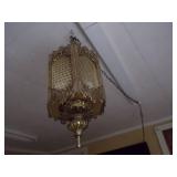 hexagon-shaped brass swag lantern lamp