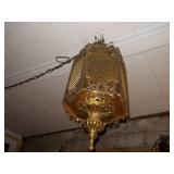 hexagon-shaped brass swag lantern lamp