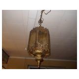 hexagon-shaped brass swag lantern lamp