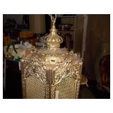 hexagon-shaped brass swag lantern lamp