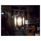 hexagon-shaped brass swag lantern lamp