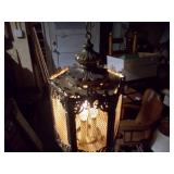 hexagon-shaped brass swag lantern lamp