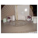This vintage crystal set appears to be a Mikasa serving platter with matching candle holders