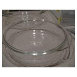 This collection features vintage tempered clear glass bakeware