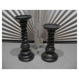 wooden pillar candle holders