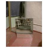 rectangular floor mirror with a metallic frame