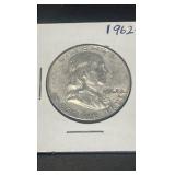 1962 d Benjamin Franklin half dollar