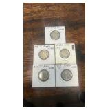 buffalo nickels lot of 5 1930-1937