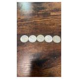40% silver Kennedy half dollars lot of 5 1965-1969