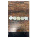 40% silver Kennedy half dollar lot of 5 1965-1969