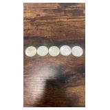 40% silver Kennedy half dollar lot of 5 1965-1969