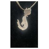 Sterling cat pendant and necklace