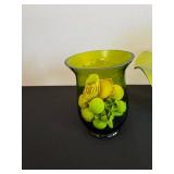 Green Glass Centerpiece Set - 3-Piece Vases with Scalloped Pedestal Bowl