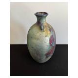 Handmade Ceramic Vase - Multicolor Glaze With Dual Ring Handles