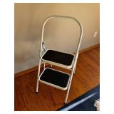 2-Step Folding Ladder White Frame with Black Non-Slip Steps