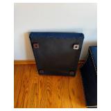 Blue Velvet Storage Ottoman with Nailhead Trim
