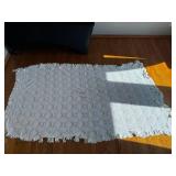 White Diamond Lattice Crochet Rug with Fringe