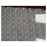 White Diamond Lattice Crochet Rug with Fringe