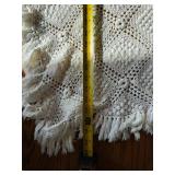 White Diamond Lattice Crochet Rug with Fringe