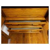 Oak Wood Armoire Wardrobe - 2 Doors & 3 Drawers, Vintage Storage Cabinet