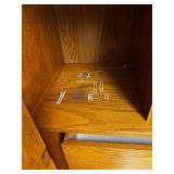 Oak Wood Armoire Wardrobe - 2 Doors & 3 Drawers, Vintage Storage Cabinet