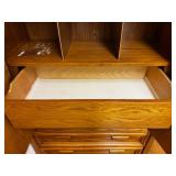 Oak Wood Armoire Wardrobe - 2 Doors & 3 Drawers, Vintage Storage Cabinet