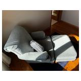 Accent Chair With Ottoman - Blue-Gray Upholstery, Round Cushion