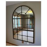 Iron Arch Window Mirror - Grid Pane Metal Frame Wall Decor