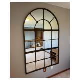Iron Arch Window Mirror - Grid Pane Metal Frame Wall Decor
