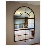 Iron Arch Window Mirror - Grid Pane Metal Frame Wall Decor
