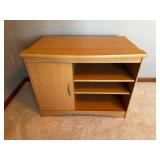 Oak Wood Cabinet with Left Door and 3 Open Shelves - Free-Standing Storage