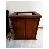 Oak-Finished Solid Wood Two-Door Storage Cabinet Base with Open Top Frame